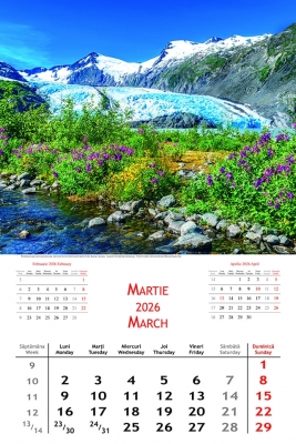 Calendar cu imagini Landscapes, 31.5 x 48 cm, 12 file, 2026